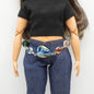 Barbie Curvy Doll Size Silver Chain Belt Beads Earth Tones Blue Shell Handmade