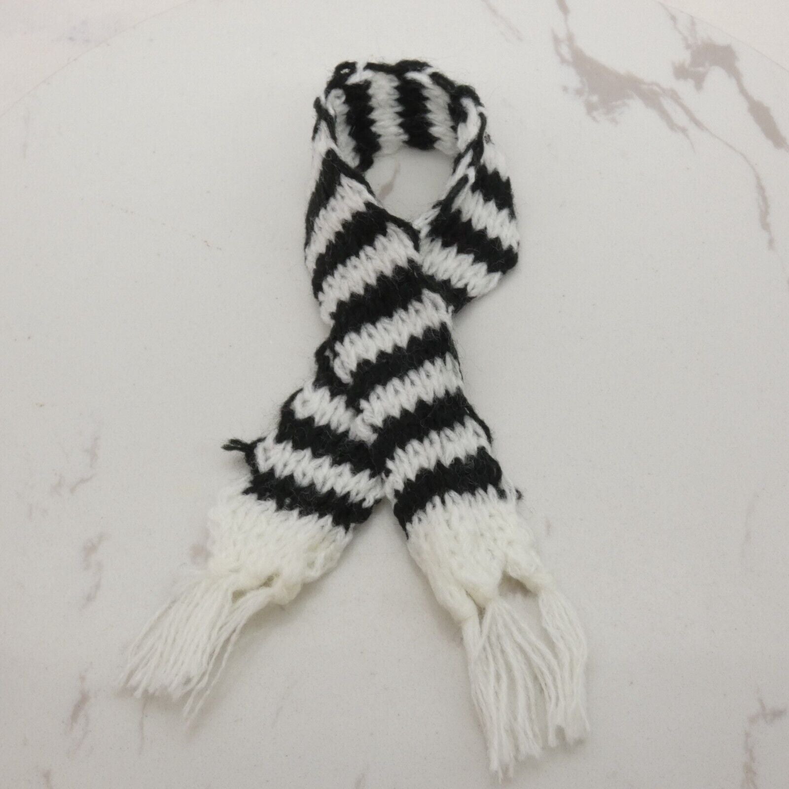 Scarf For Integrity Toys Barbie Size Doll Black White Stripe Fringe Knitted FR