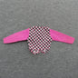 Barbie Doll Size Shirt Top Pink Long Sleeves Black White Checkered Stars