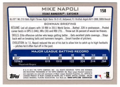 2012 Bowman Mike Napoli Texas Rangers #158