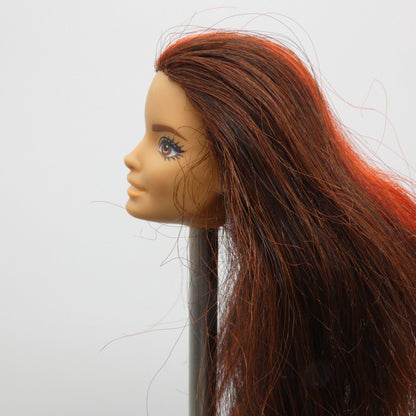 Barbie Careers Game Developer Doll Head Neysa Face Brown Red Hair 2016 DMC33