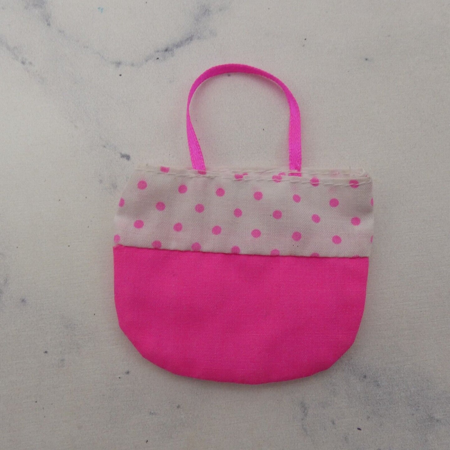 Barbie Doll Size Bag Pink Polka Dot Tote Playset Diorama Accessory