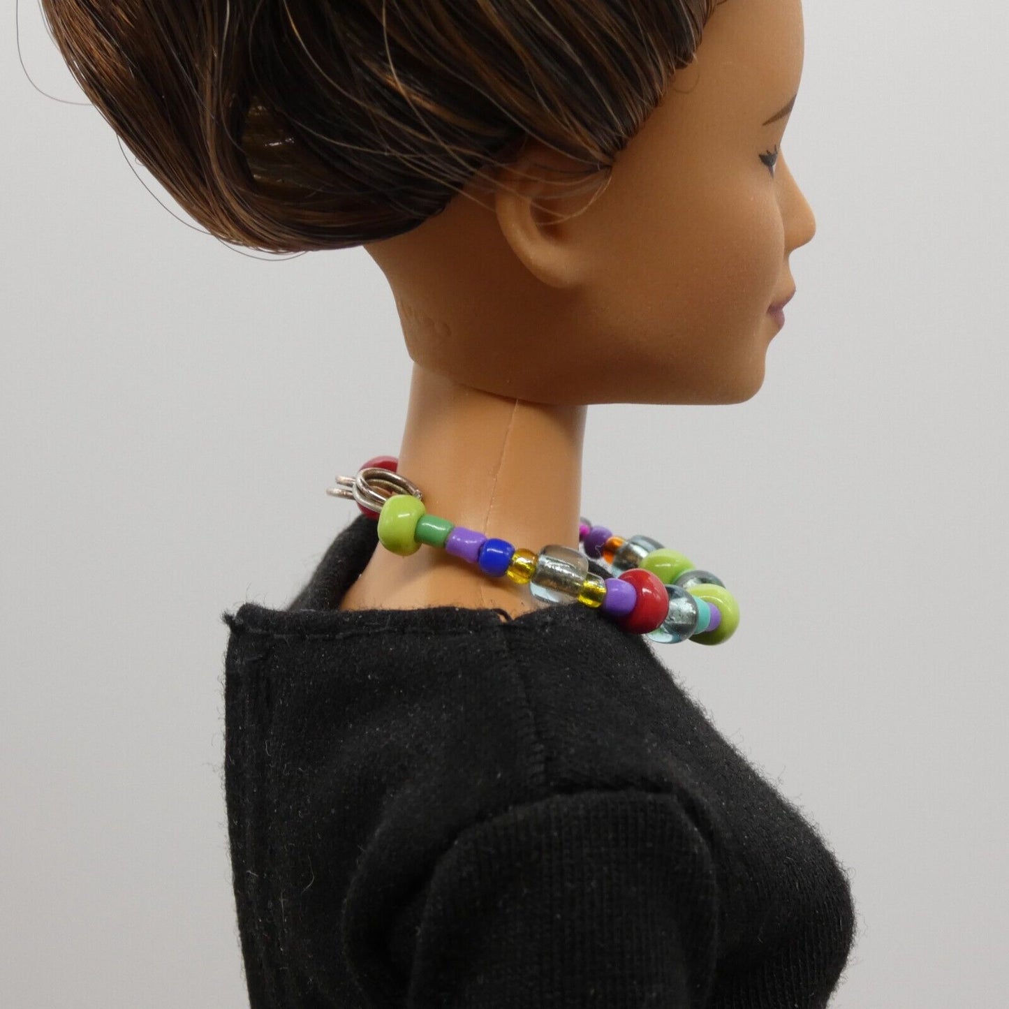 Barbie Doll Size Necklace Choker Rainbow Beads Handmade For 11.5 Inch Dolls