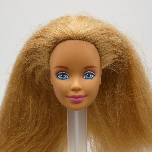 Barbie Mackie Face Doll Head Only Blonde Butterfly Art 1998 Mattel Crimped Hair