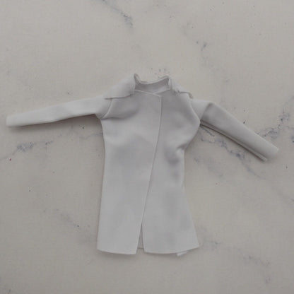 Barbie Doll Size Lab Coat Jacket White Smock Long Sleeve Wide Collar No Belt