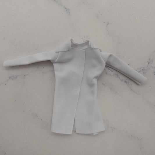 Barbie Doll Size Lab Coat Jacket White Smock Long Sleeve Wide Collar No Belt