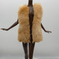 Barbie Doll Size Faux Fur Vest Brown Tan Beige Long Fits Model Muse MTM