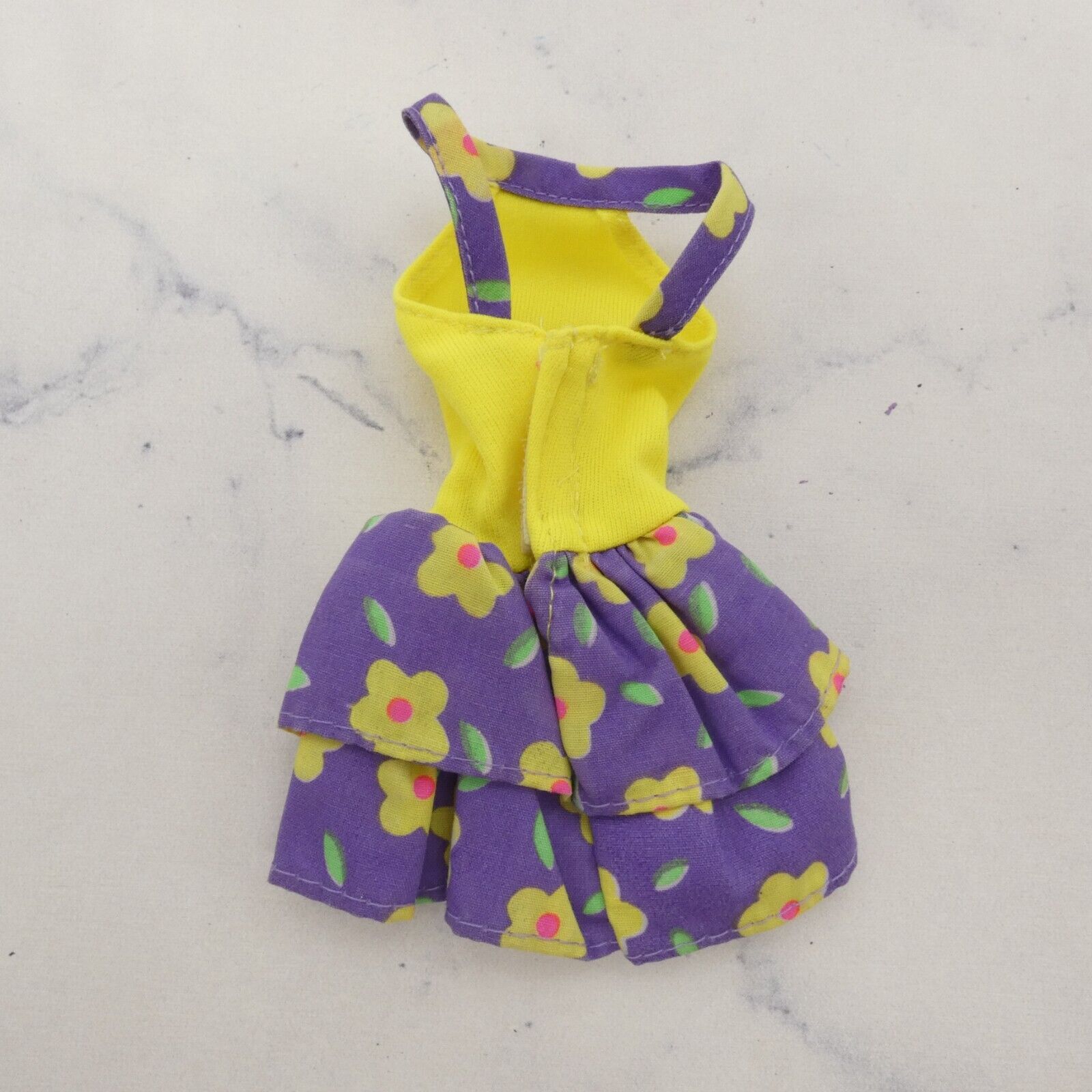 Barbie Easy Living Fashions Doll Dress Yellow Bodice Purple Floral Bottom 1992