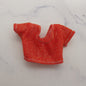 Barbie Doll Size Crop Top Red Gold Tone Thread Sheer Short Sleeve Midriff