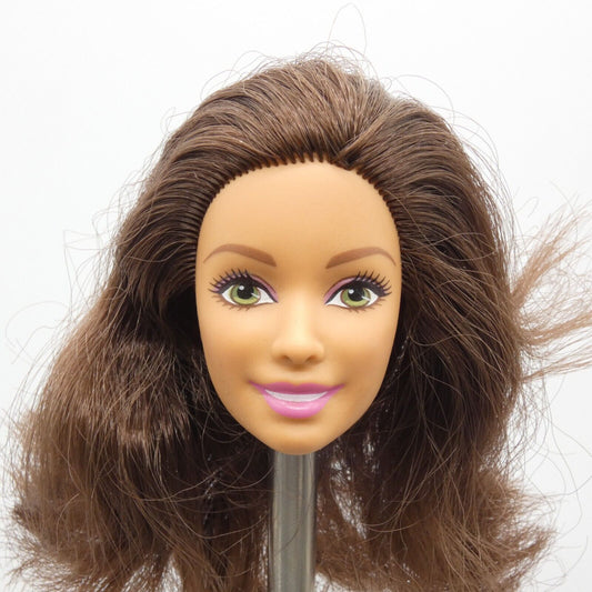 Barbie Doll Head Summer Face Brown Hair Green Eyes 2015 Ballerina DHM43