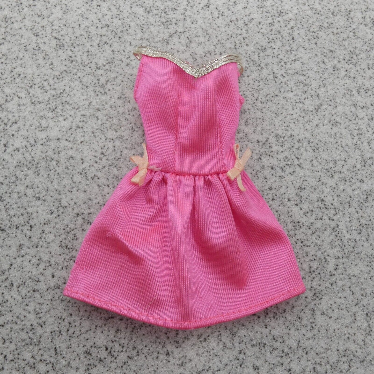 Barbie Doll Dress Pink Tank Silver Straps Bow Accents Genuine Mattel