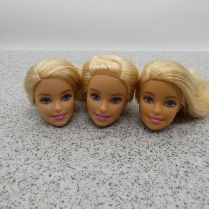 Barbie Doll Head Lot of 3 Millie Face Blonde Blue Eyes Medium Light Skin J292