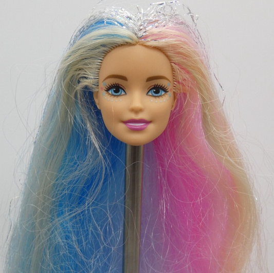 Barbie Fantasy Hair Doll Head Millie Pink Blue Blonde Tinsel Hair 2020 GHN04