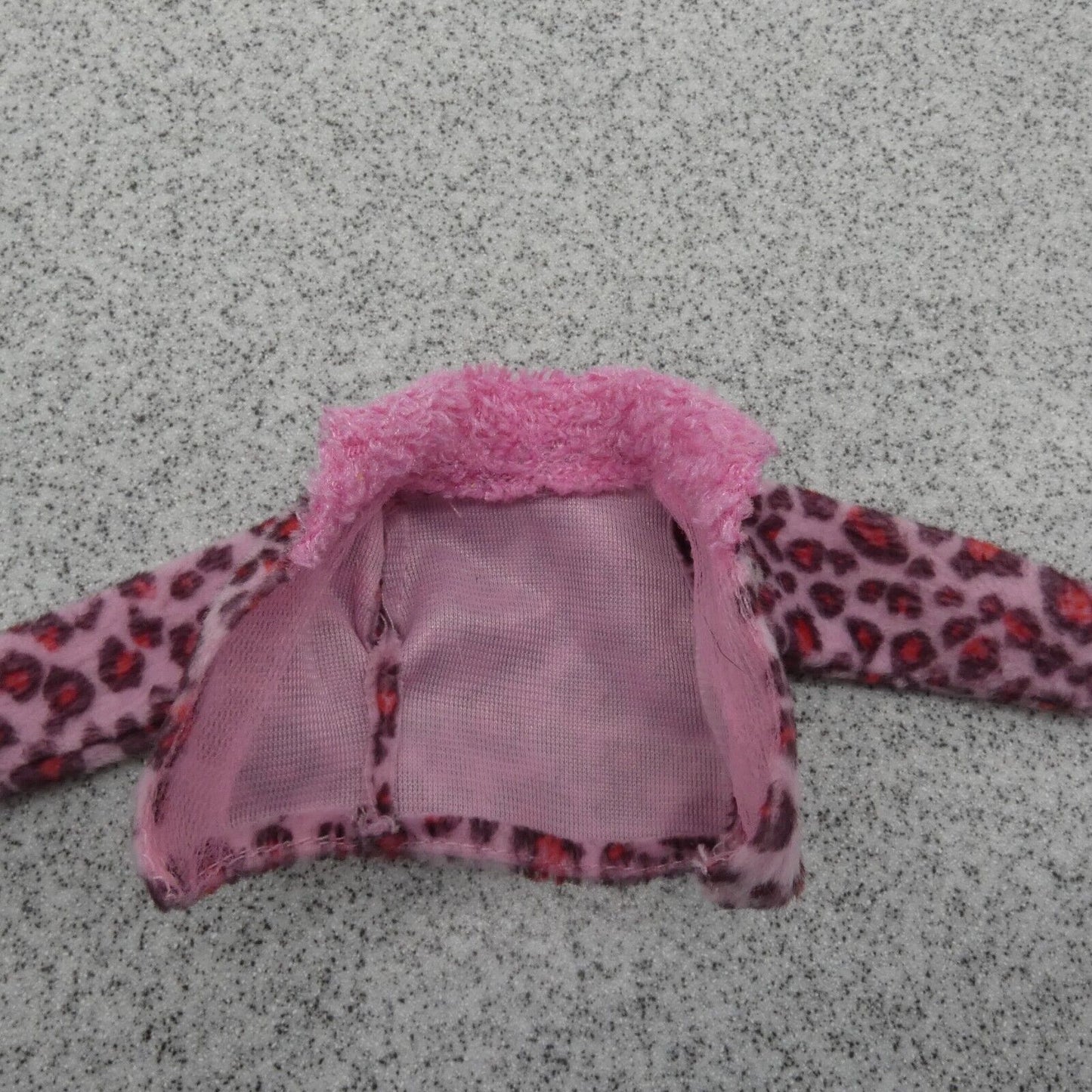 Barbie Doll Size Jacket Coat Pink Leopard Print Fuzzy Fleece Like