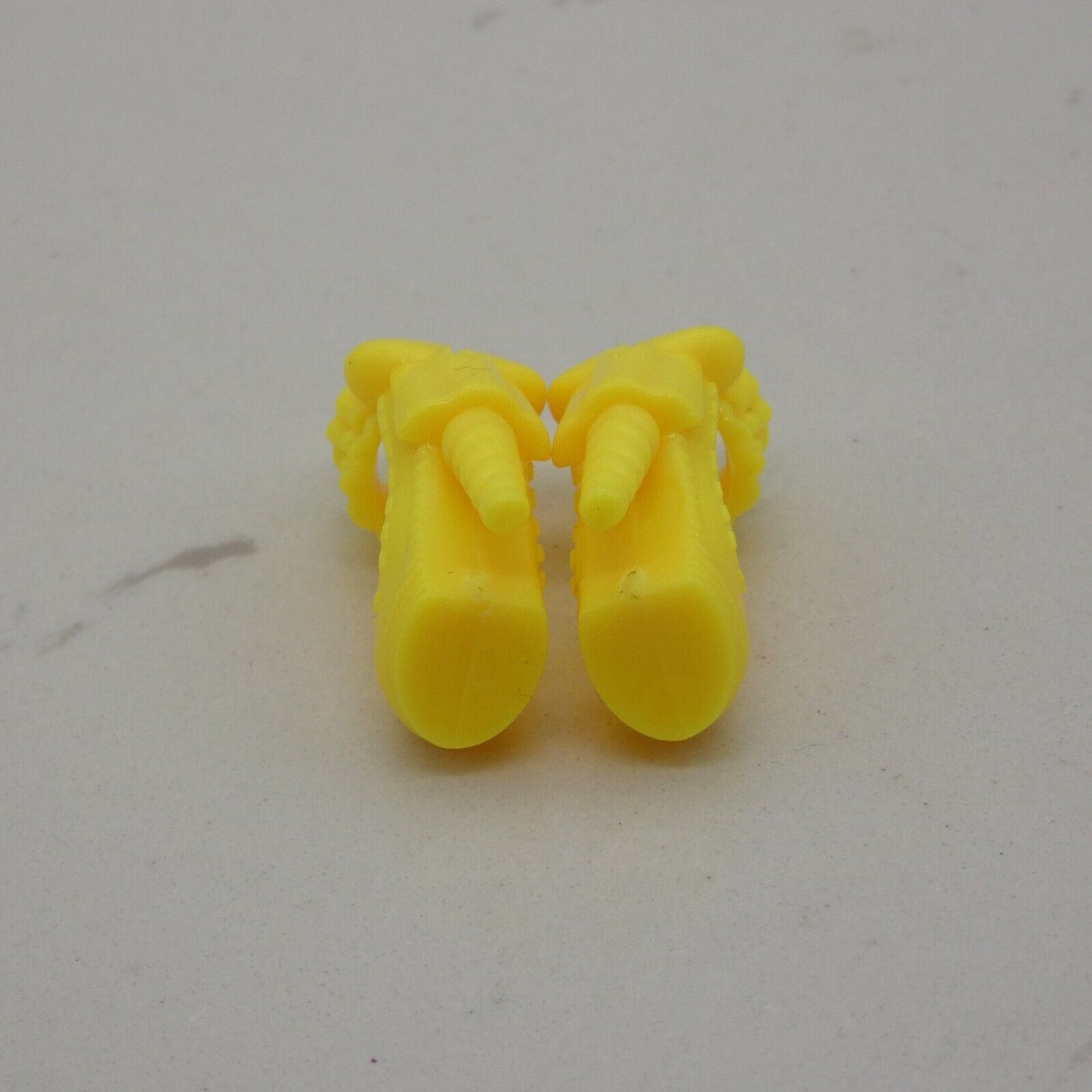 Barbie Doll Size Shoes High Heel Yellow Ruffle Ankle Strap Closed Toe Round