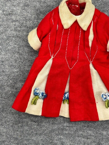 Vintage Deluxe Reading Penny Brite Doll Red White Dress Pleats 1960s