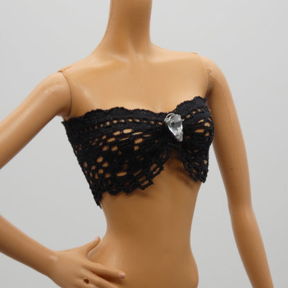 Barbie Doll Size Black Lace Bra With Gem Fits Model Muse And Made To Move