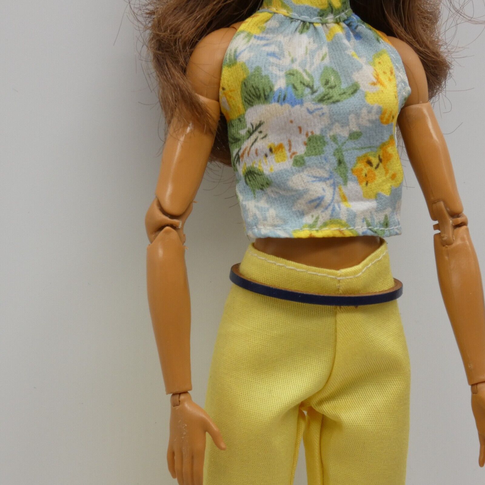 Barbie Doll Size Navy Blue Belt Thin Leather Gold Chain Fits Curvy Adjustable