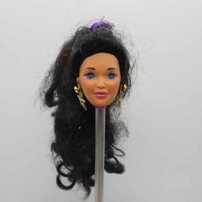 Barbie Sun Sensation Kira Doll Head Black Hair Gold Earrings 1991 Mattel 1447