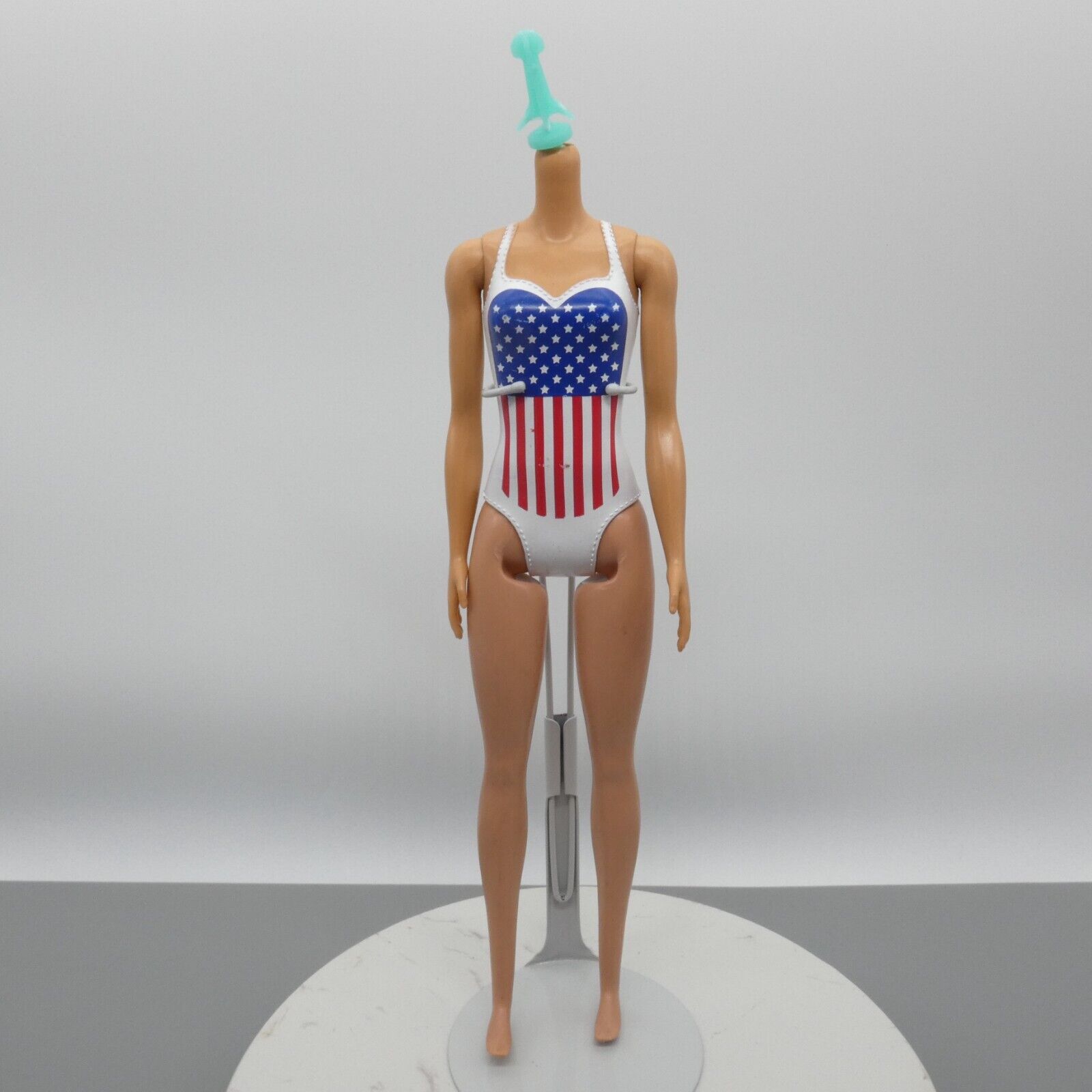 Barbie Doll Body Only Medium Light Skin USA Flag Molded Suit Beach 2021 HDK51