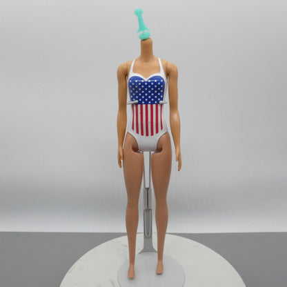 Barbie Doll Body Only Medium Light Skin USA Flag Molded Suit Beach 2021 HDK51