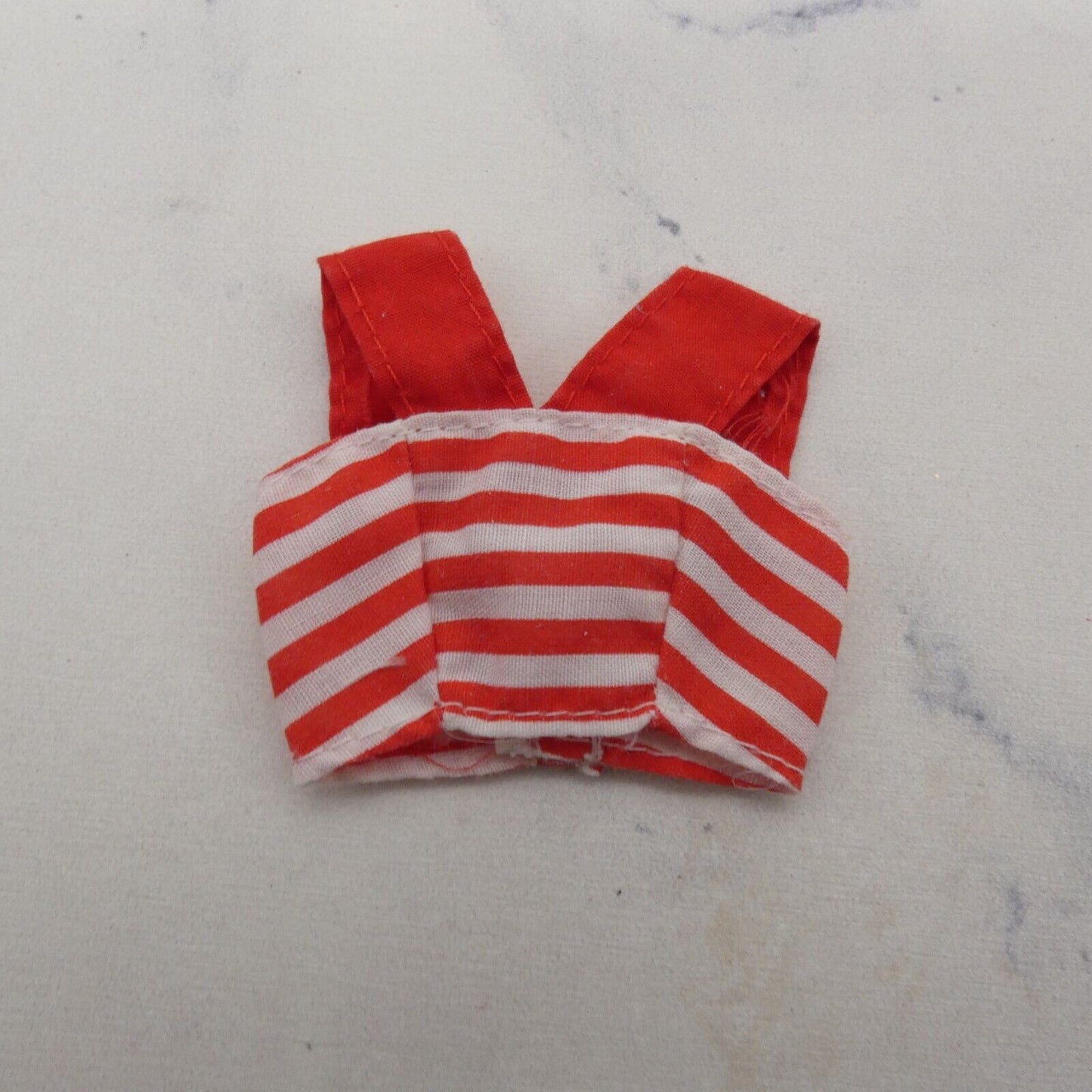 Barbie Doll Size Crop Tank Top Red White Stripes Wide Straps Sleeveless Midriff