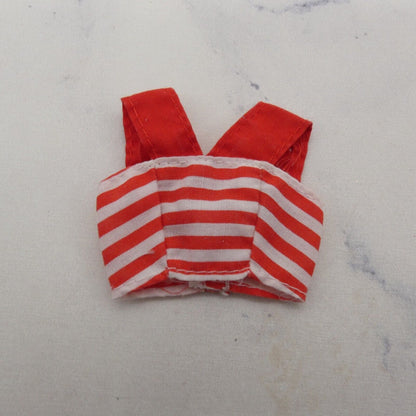 Barbie Doll Size Crop Tank Top Red White Stripes Wide Straps Sleeveless Midriff