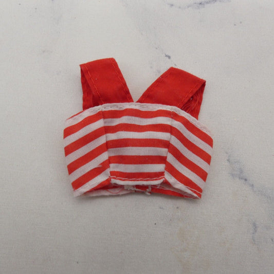 Barbie Doll Size Crop Tank Top Red White Stripes Wide Straps Sleeveless Midriff