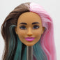 Barbie Extra Fly Safari Doll Head Medium Light Skin Pink Brown Teal Hair HPT48