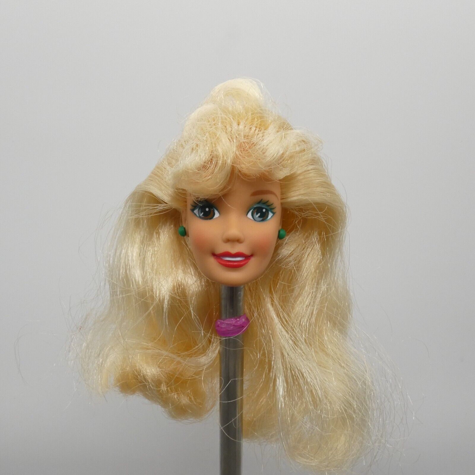 Barbie Holiday Season Doll Head Green Earrings Blonde Bangs 1997 Mattel 15581