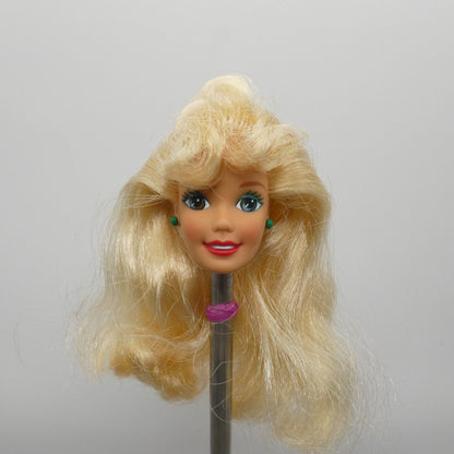 Barbie Holiday Season Doll Head Green Earrings Blonde Bangs 1997 Mattel 15581