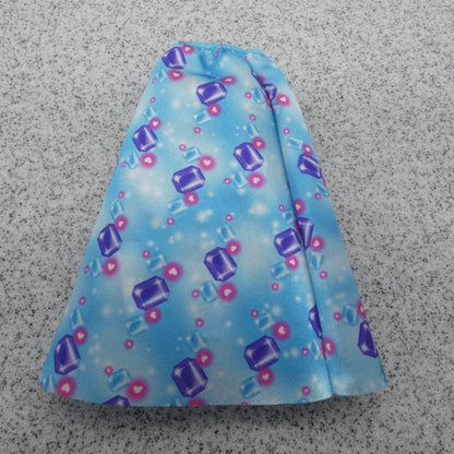 Barbie Doll Skirt Blue Full Length Satin Like Elastic Waist Purple Candy Gems