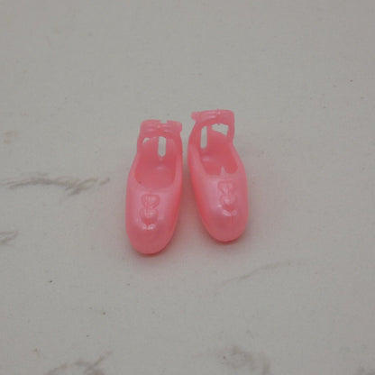 Barbie Doll Size Shoes Pink Closed Toe Ballet Pointe Flat Ankle Straps Clone M92