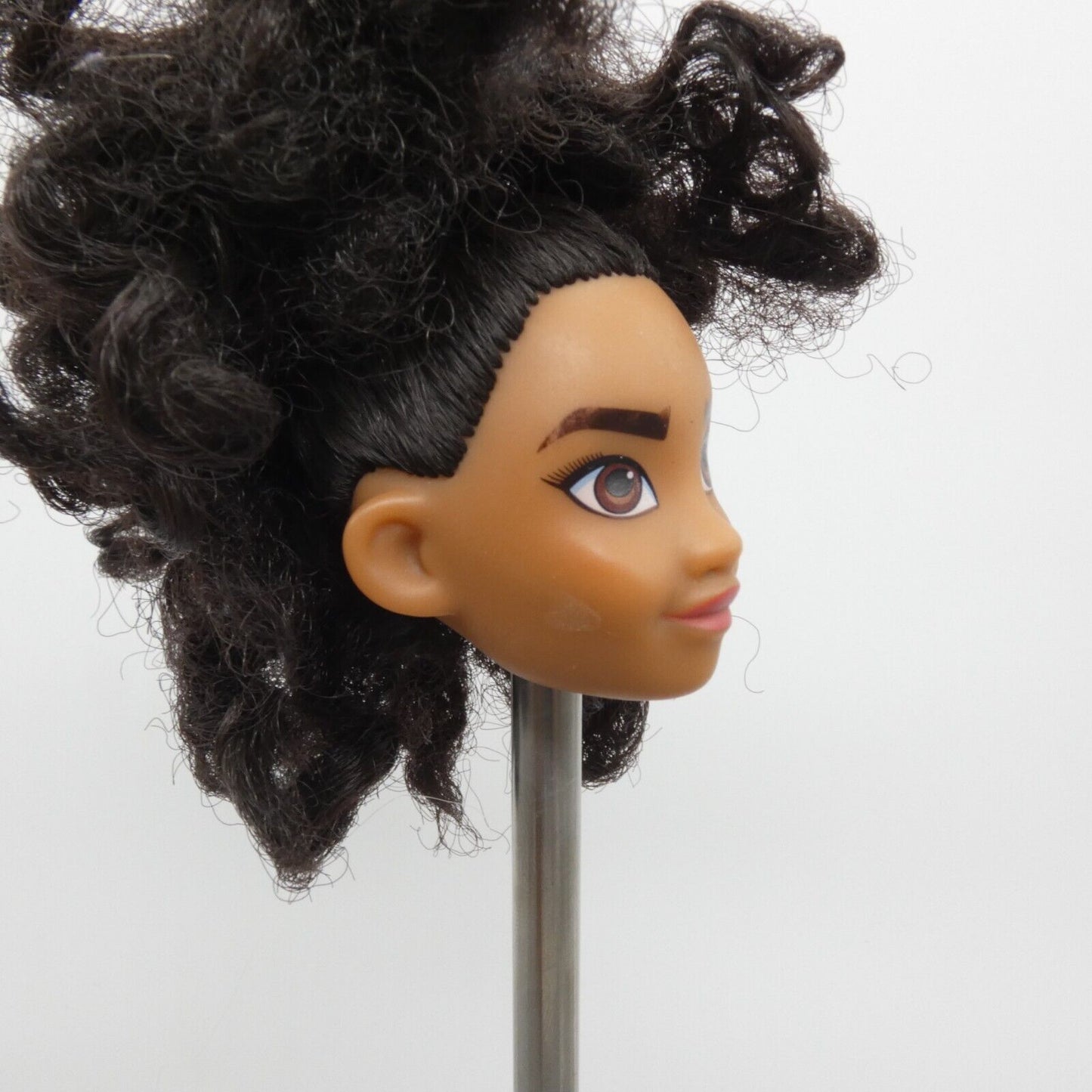 Disney Moana Doll Head Only Black Ponytail Curly Wavy Hair Pacific Islander