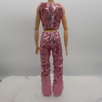 Barbie Doll Size Outfit Pink Sequins Tank Top Pants Fits MTM And Fashionistas