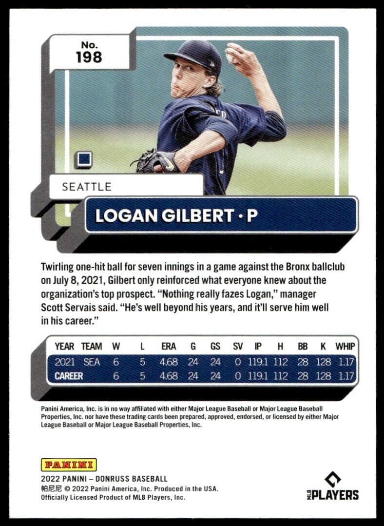 2022 Donruss #198 Logan Gilbert Near Mint