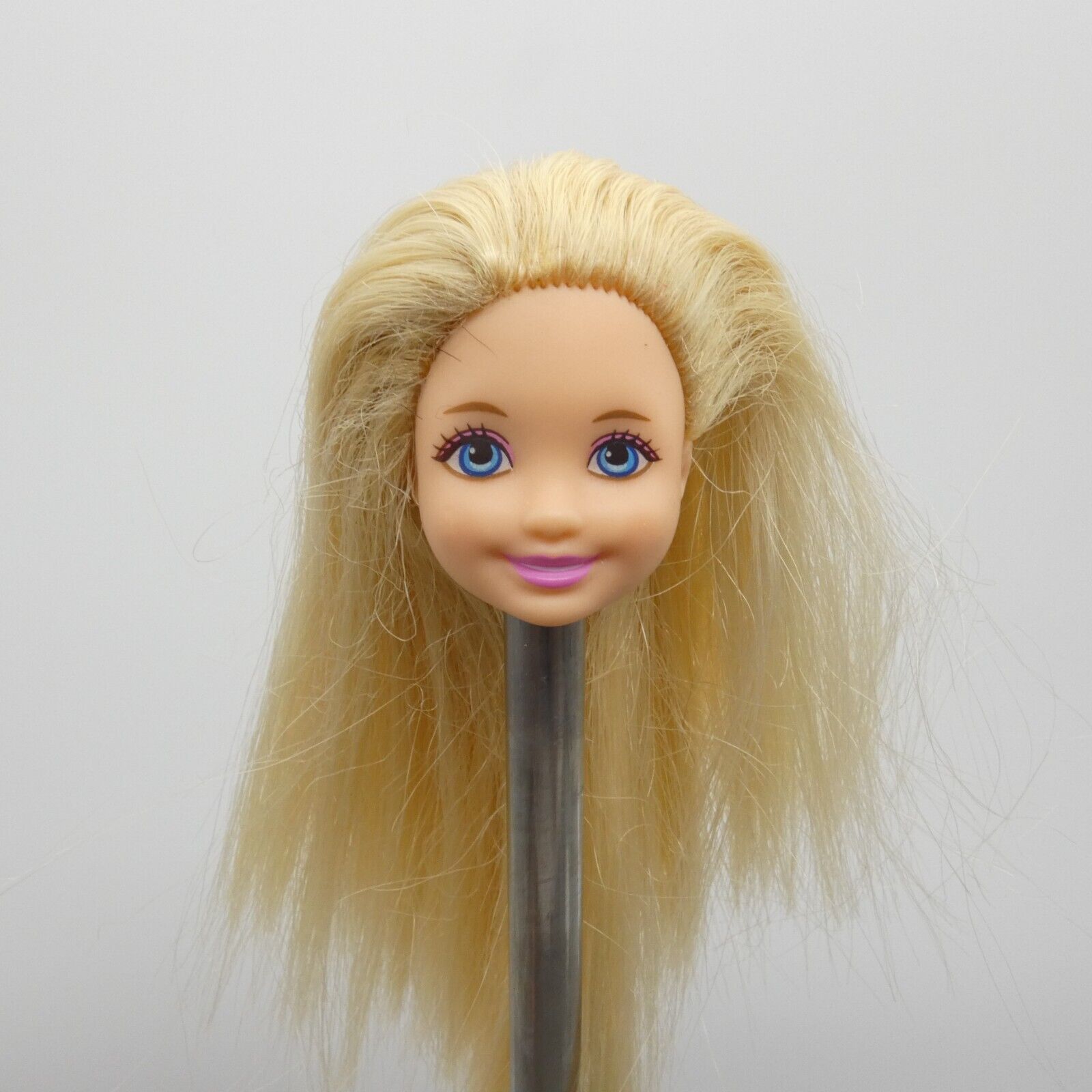 Barbie Chelsea Kelly Doll Head Only Straight Blonde Hair Blue Eyes Mattel