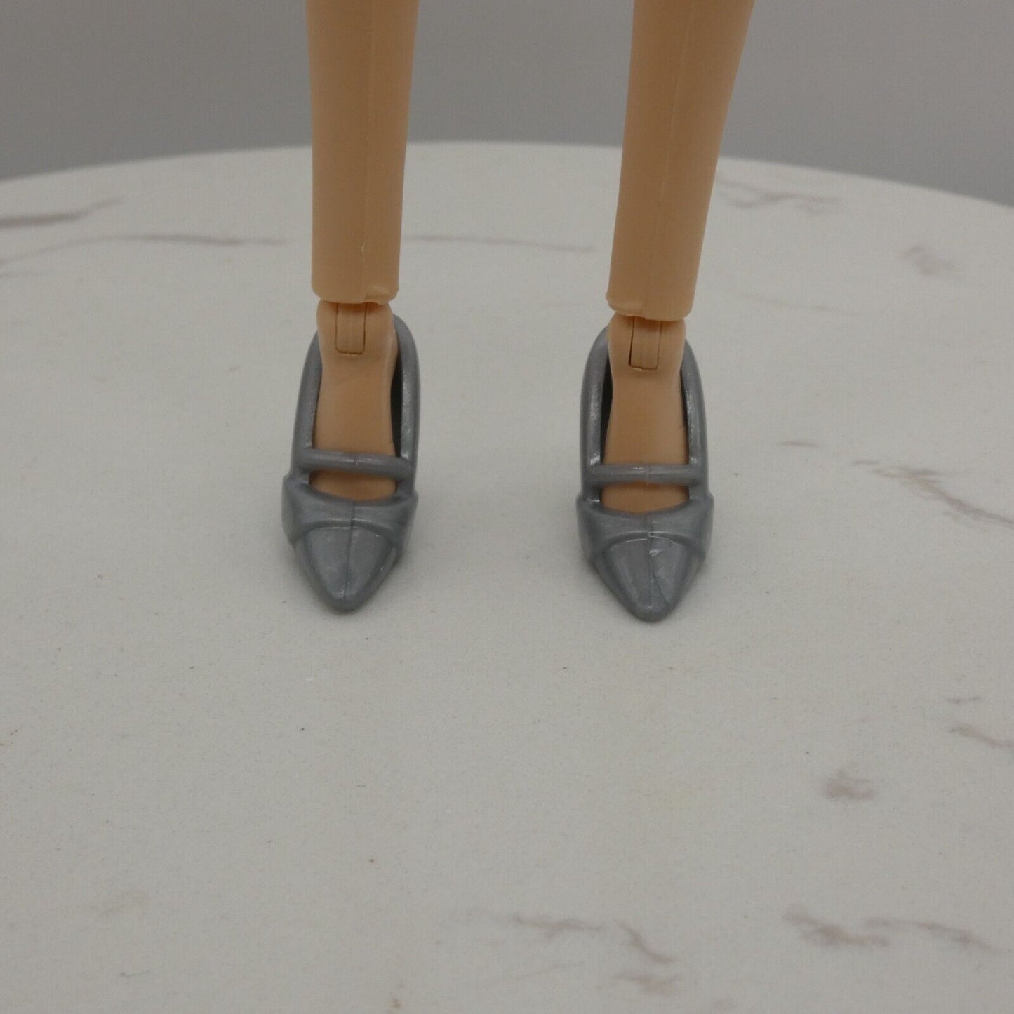 Barbie Doll Size Shoes Silver Gray High Heels Pointed Toe Fit Made to Move