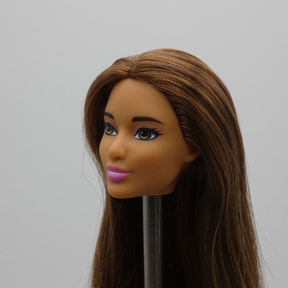 Barbie Dreamtopia June Face Doll Head Brown Hair Medium Light Skin Mattel FVR05