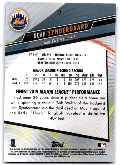 2020 Topps Finest #17 Noah Syndergaard NRMT