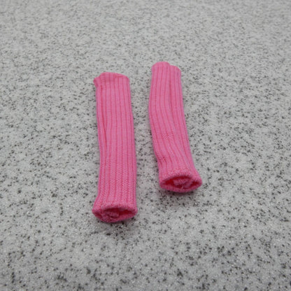 Barbie Doll Size Leg Warmers Pink Ribbed Knit Workout Dance Knee to Ankle