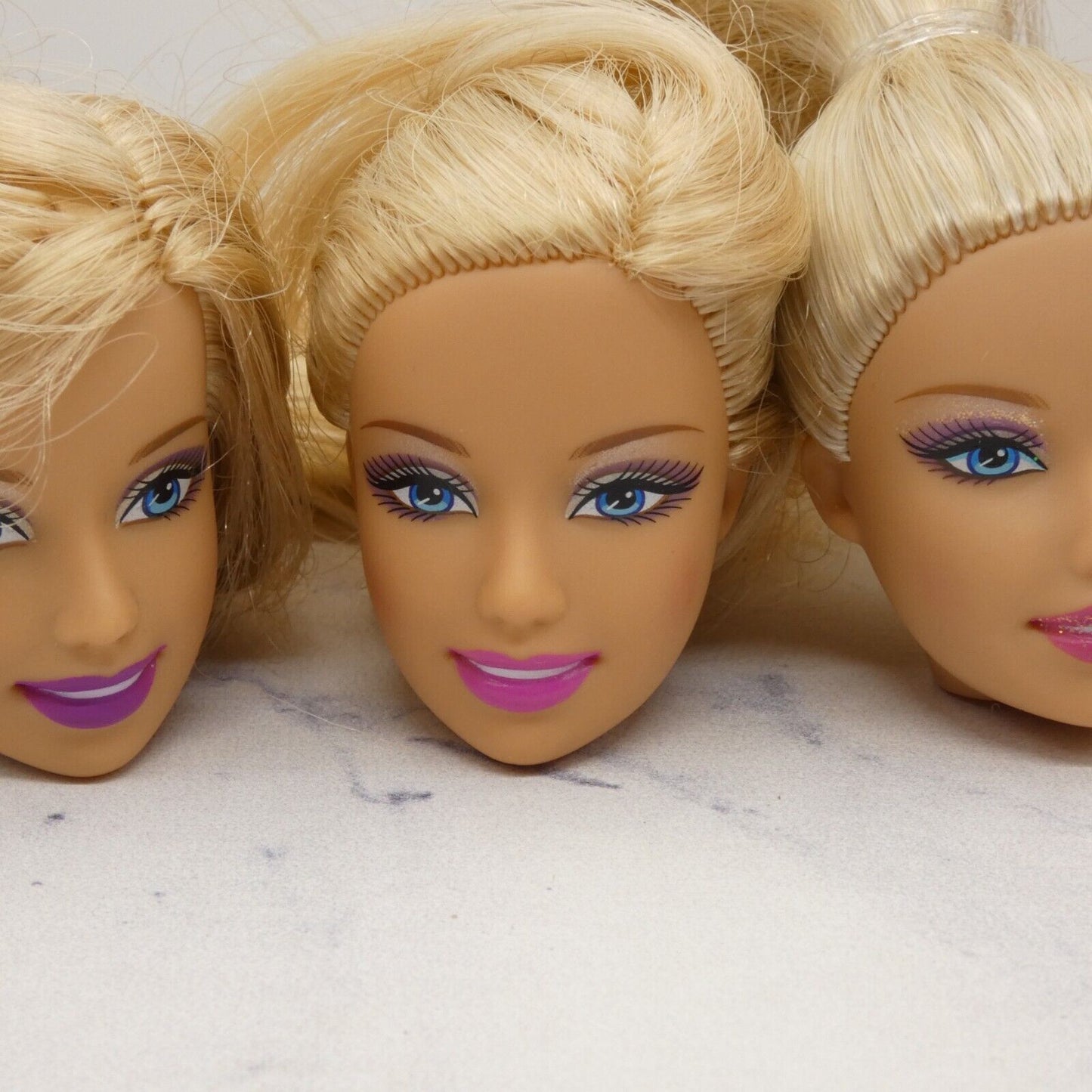 Barbie Doll Head Lot of 5 Heads Fashion Fever Face Blonde Blue Eyes Mattel JY25