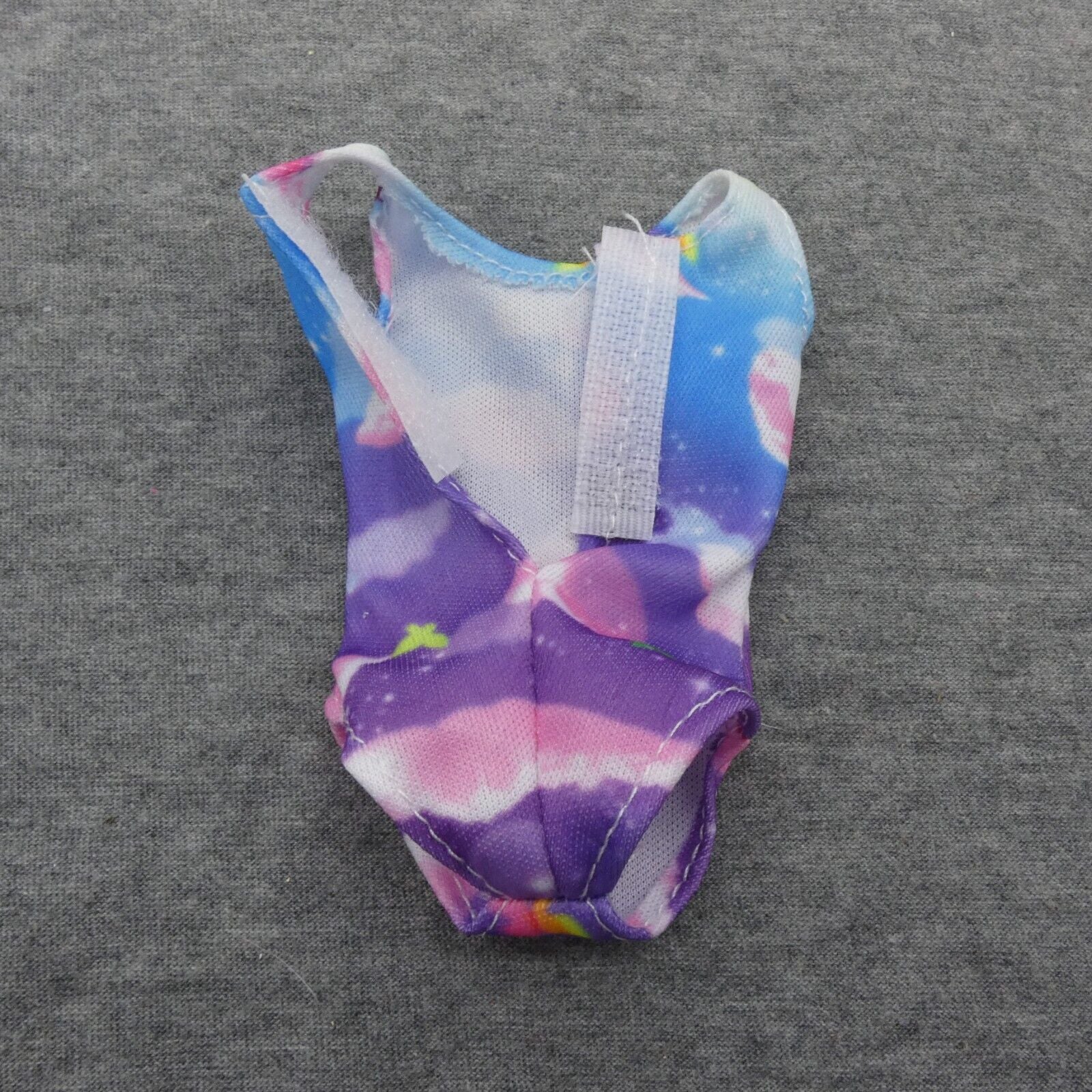 Barbie Doll Size One Piece Swimsuit Purple Blue Clouds Fits Standard Tall Curvy