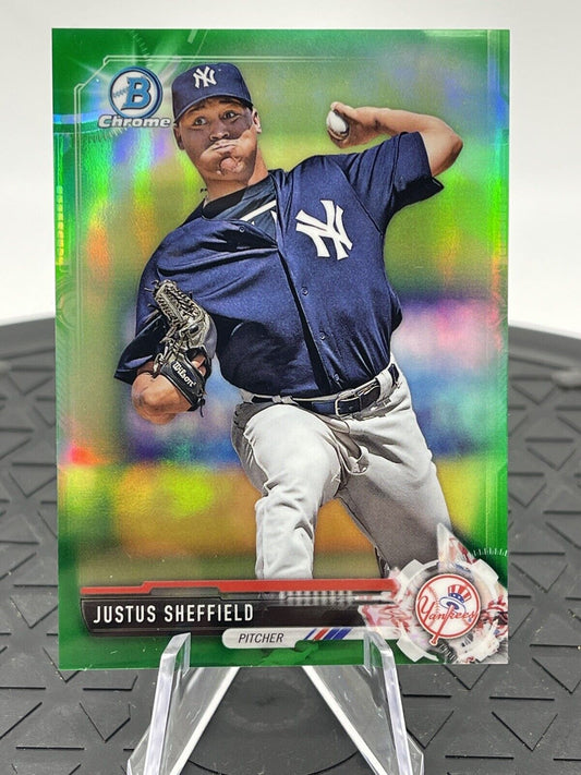 2017 Bowman Chrome Prospects Mini Green Refractor /99 Justus Sheffield Rookie 