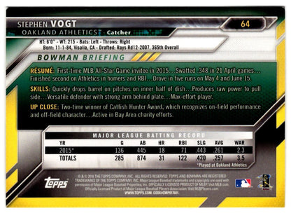 2016 Bowman Stephen Vogt Oakland Athletics #64