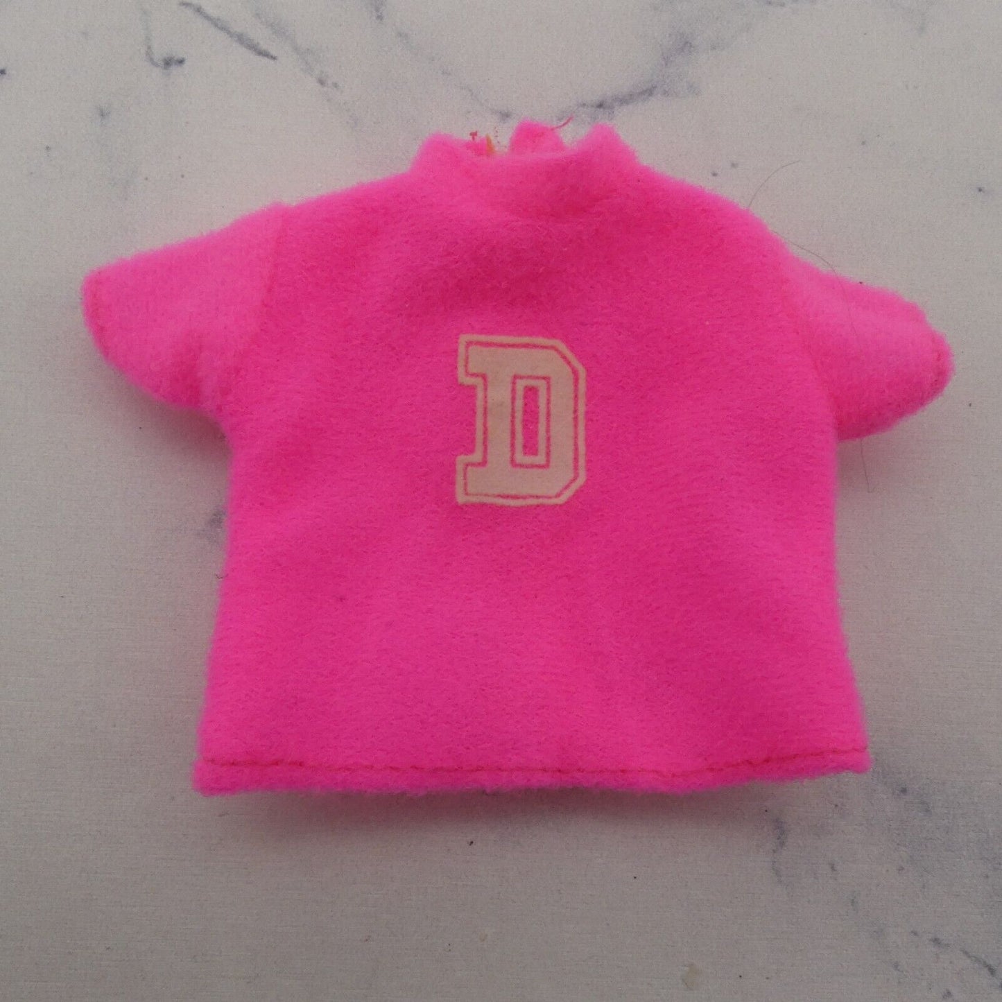 Barbie Doll Size Sweater Shirt Top Pink Short Sleeve D Fleece Like Felt