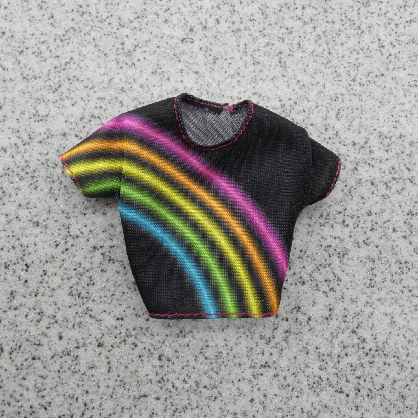 Barbie Rainbow Sparkle Hair Doll Shirt Top Black Short Sleeve 2018 Mattel FXN96