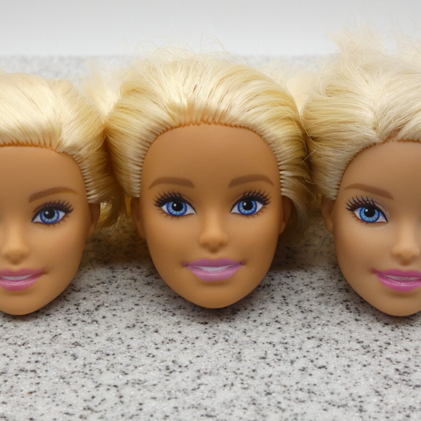 Barbie Doll Head Lot of 3 Millie Face Blonde Blue Eyes Medium Light Skin J291