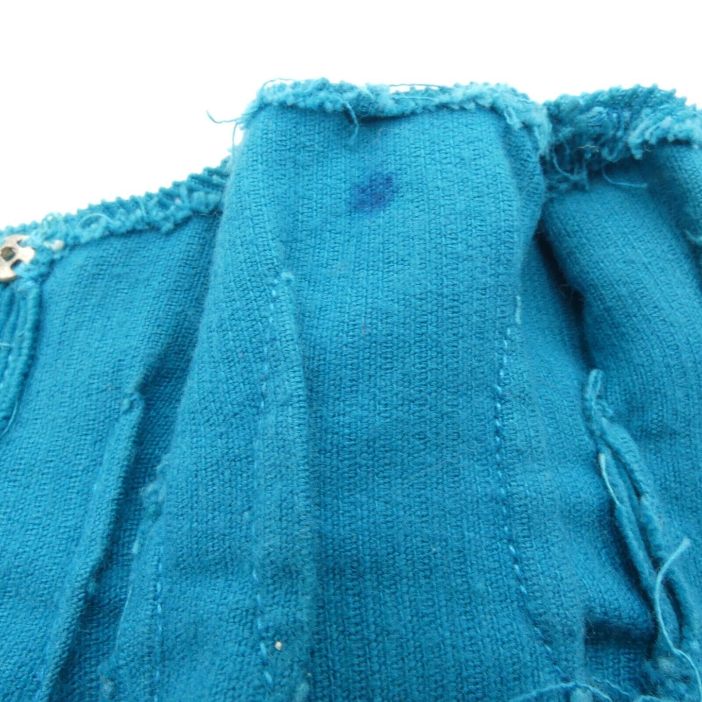 Barbie Doll Size Shirt Top Turquoise Blue Blouse Corduroy Front Close Homemade