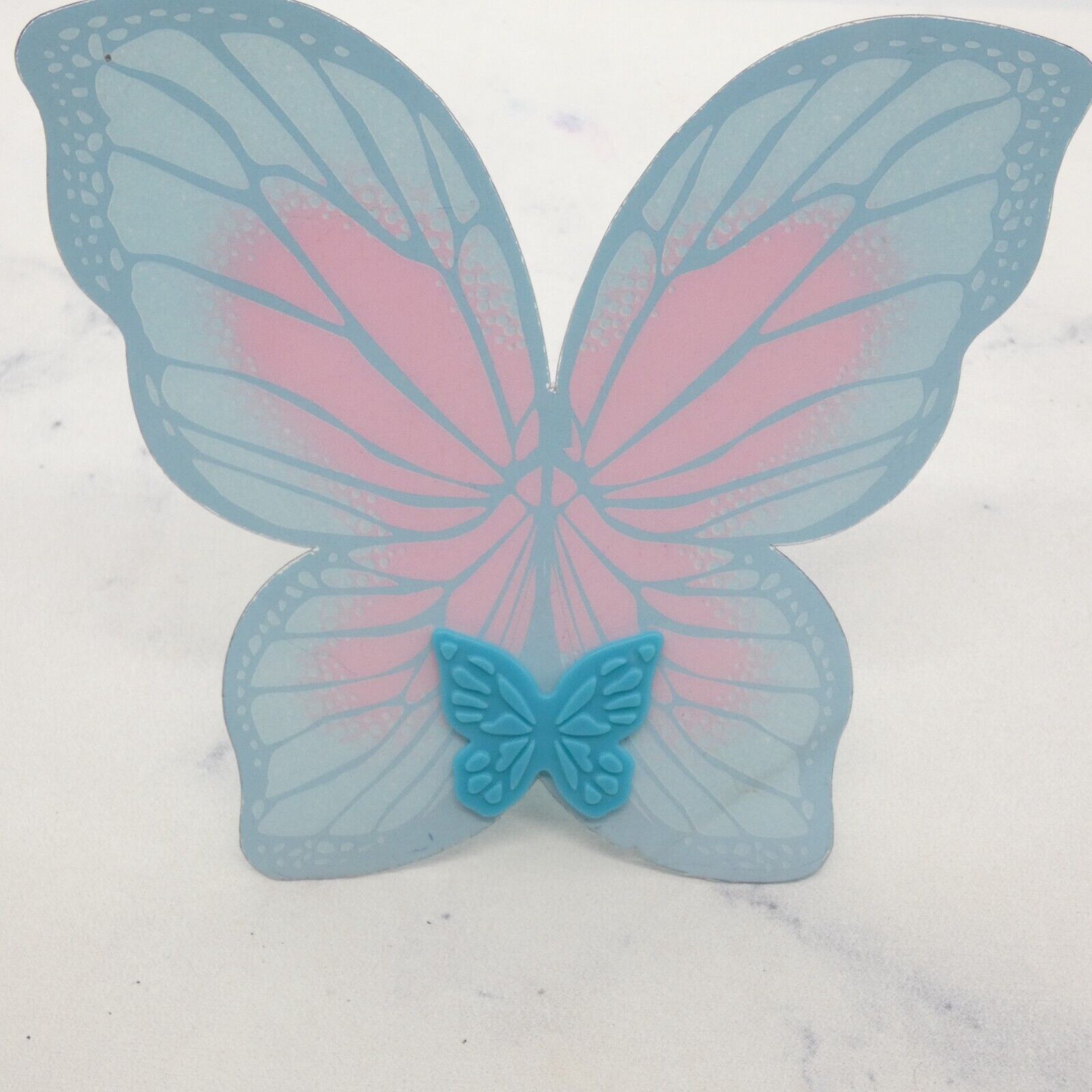 Barbie Doll Size Fairy Wings Turquoise Blue Pink Plastic Clip On Accessory